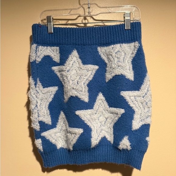 BUCKETLIST Blue Star Knit Mini Skirt - Picture 3 of 7